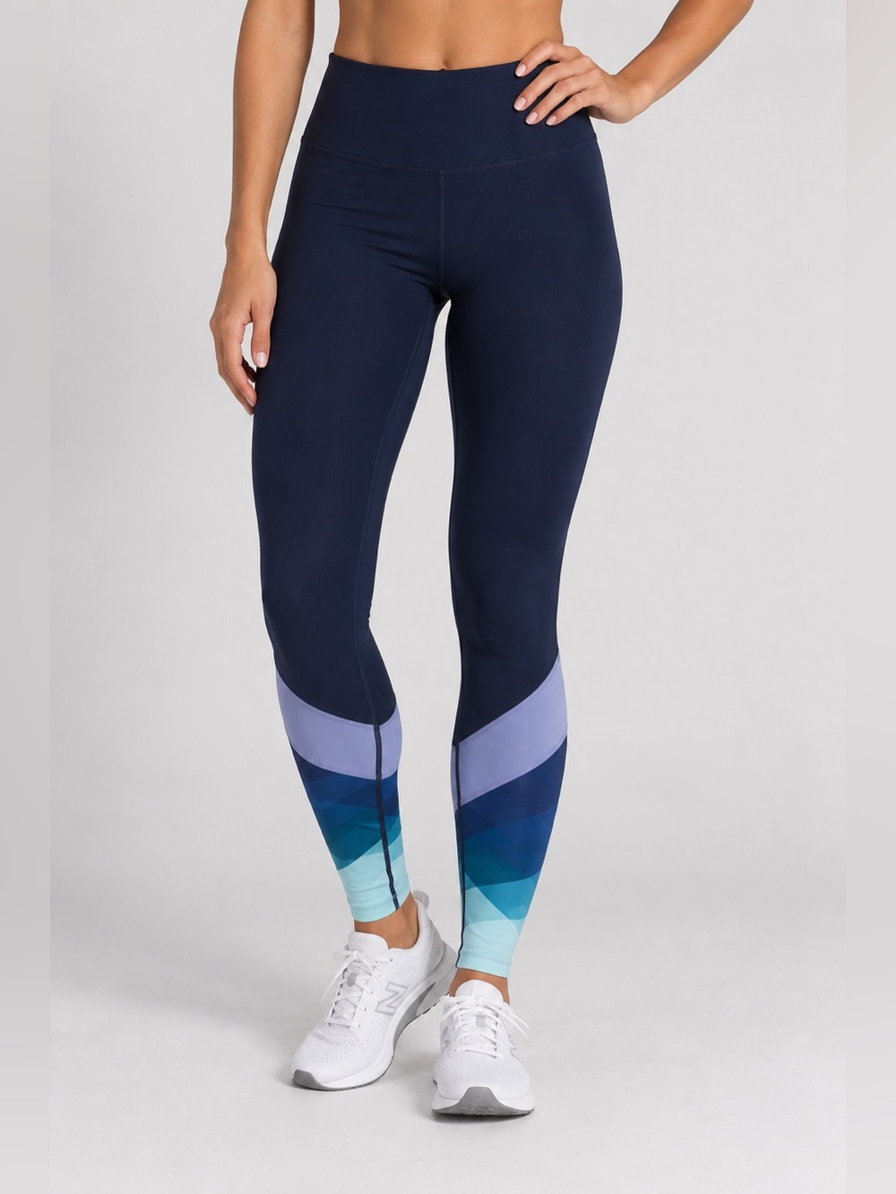 TYR Forge High-Rise Full Length Leggings Small Navy Blue Colorblock NWT